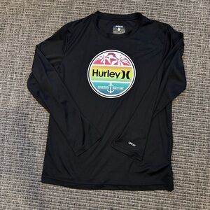 Hurley Black and Pink Rashguard with Long Sleeves